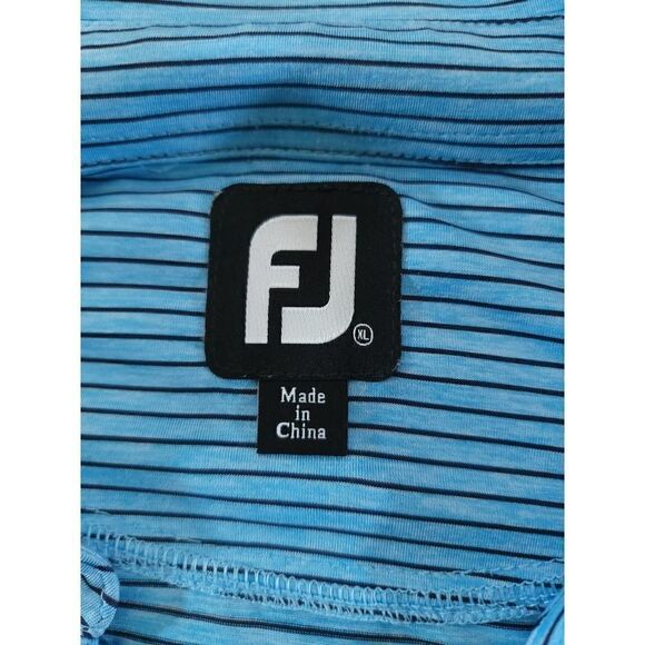 Footjoy Golf Polo Shirt Mens XL Blue Navy Stripe Short Sleeve EUC Microfiber - Picture 8 of 8